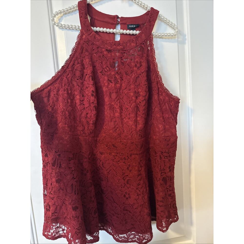 Torrid NWT Women’s Peplum Style Red Lace Babydoll Lined Top Plus Size 2 New